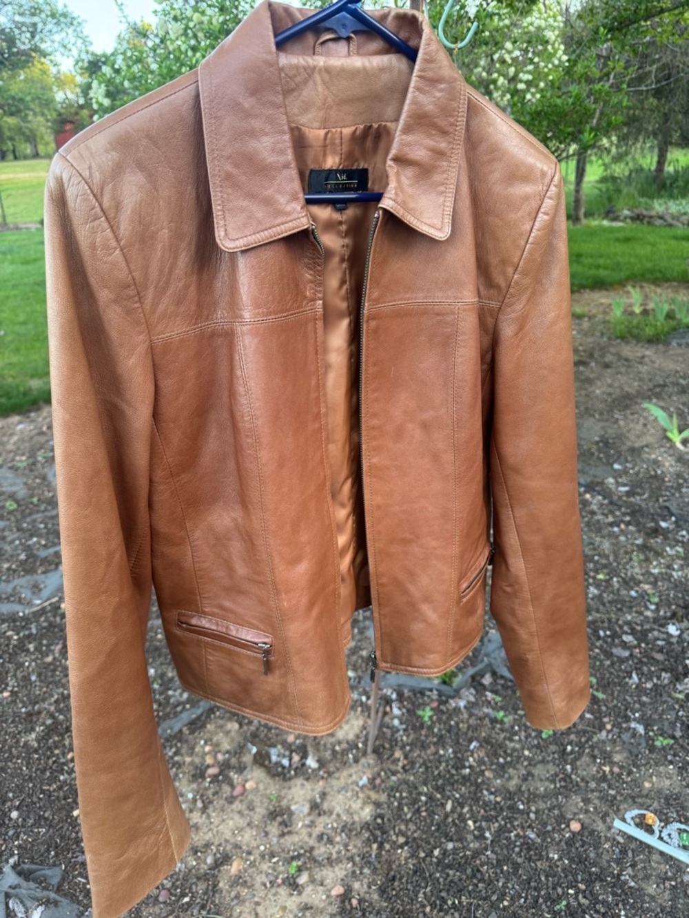 Classic Tan Leather Zip Jacket by \id.collection